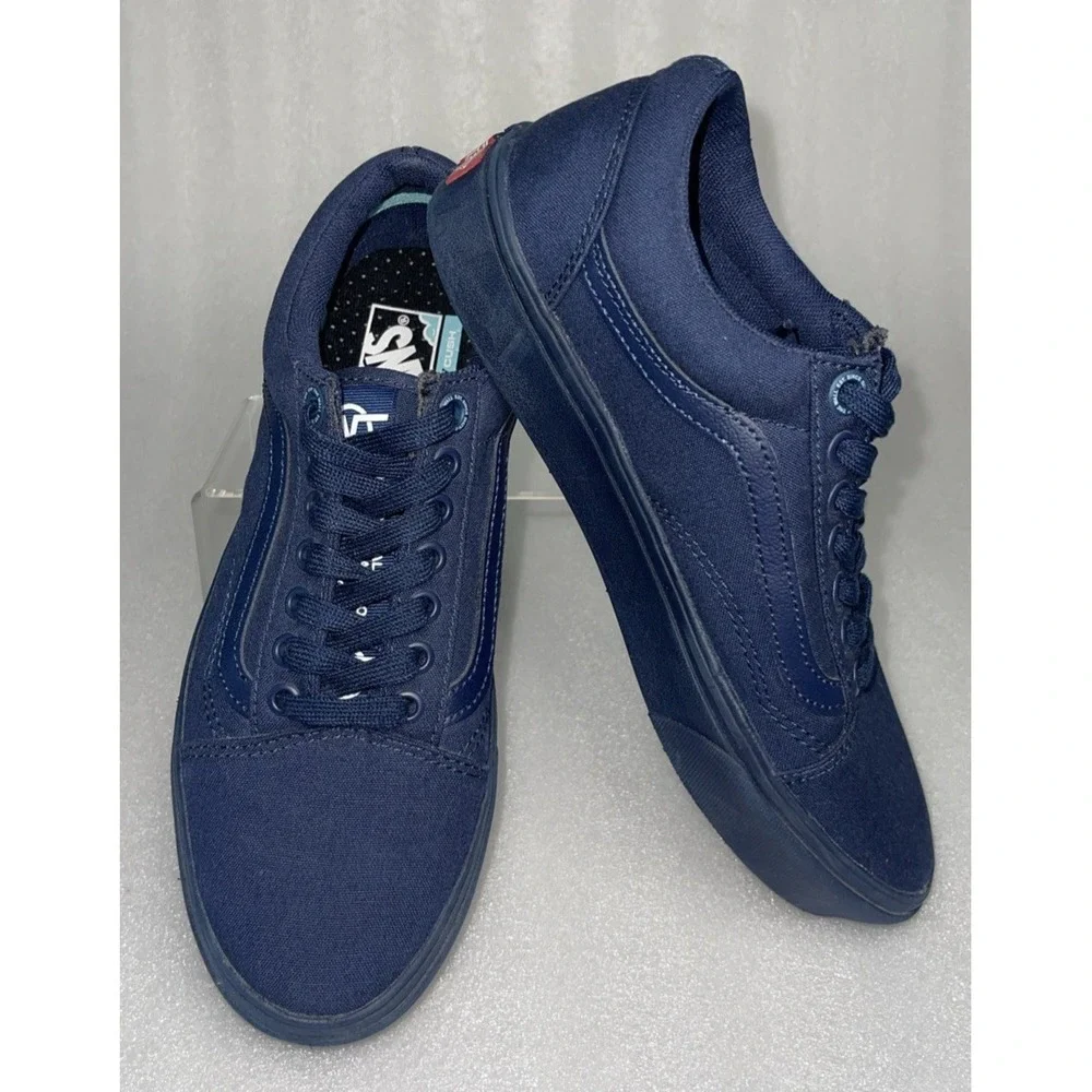 Vans ComfyCush‎ Old Skool Triple Blue Navy Canvas Sneakers Womens 9.5/Men 8